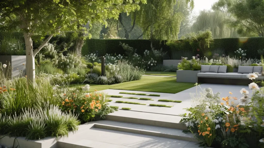 contemporary garden Concrete Corner edging