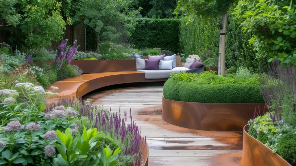 contemporary garden Corten Steel Curves edging