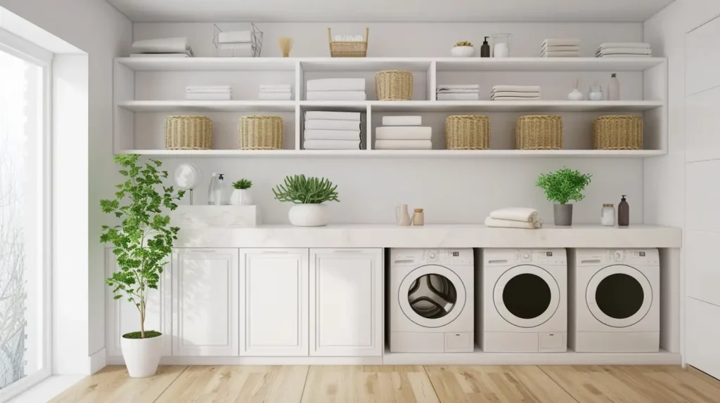 Modern Laundry Room Open Shelving